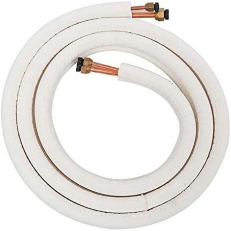 LAFOMUKEA Tuyau en cuivre pour climatiseur 1/4 3/8 - Tuyau réfrigérant en cuivre et aluminium isolé - Pièces pour climatiseur - 3 mètres, Blanc