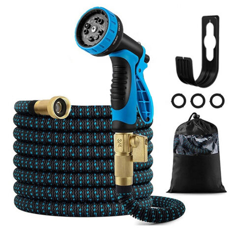 Tuyau extensible 7.5m bleu raccord CE lavage voiture/jardin
