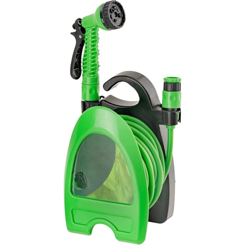 Tuyau Extensible Jusqu'à 10 mètres, Tuyau Enrouleur avec Rouleau et Fixation Murale, arrosage, arrosage, Lavage et Nettoyage, Pistolet 7 Jets