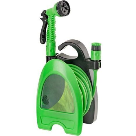 Tuyau Extensible Jusqu’à 10 mètres, Tuyau Enrouleur avec Rouleau et Fixation Murale, arrosage, arrosage, Lavage et Nettoyage, Pistolet 7 Jets