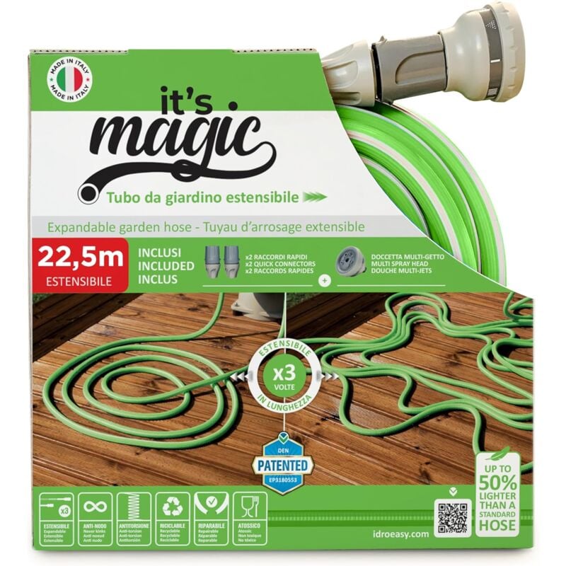 Tuyau extensible Idroeasy Magic Soft 22,5 m – Confort d'usage, ultra léger, souple et très résistant