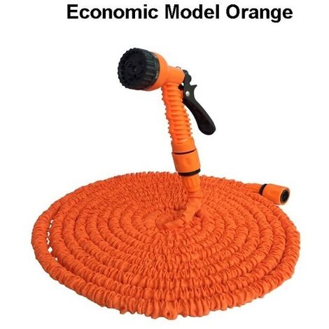 Tuyau extensible pour pistolet à eau en PVC, magique, avec 7 modes de pulvérisation, pour jardin, ferme, Irrigation, lavage de voiture, 25-200 pieds,75FT-22.5M Extended,Orange