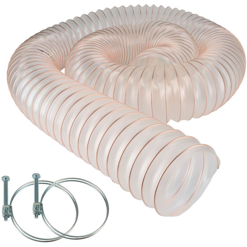 Tuyau flexible d'aspiration en polyuréthane - Diamètre de 100 mm + 2 colliers de serrage - 2,5 mètres