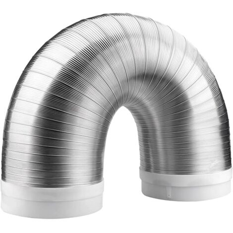 Tuyau flexible en aluminium de 180 mm avec raccords pour systèmes de ventilation et de climatisation et extracteur d'air, longueur 1,5 m.