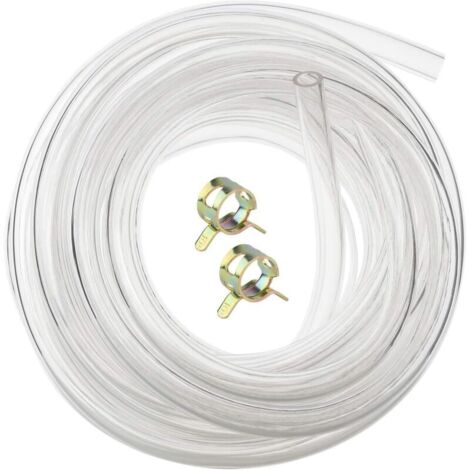Tuyau flexible en PVC transparent de qualité alimentaire de 8 mm x 12 mm, tuyau d'eau, tuyau d'air de 5 m avec 2 colliers de serrage
