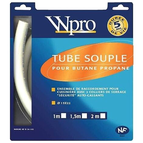 Tuyau flexible gaz butane propane 1,5m – Caoutchouc durable 5 ans – Filetage plomberie – Pour connexions sécurisées – Wpro - TBC159