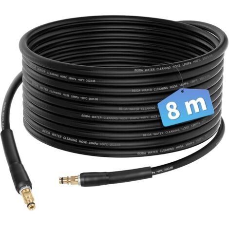 Tuyau flexible haute pression 8m – Compatible Kärcher K2 K3 K4 K5 K6 K7 – Résistant jusqu'à 180 bar – Connecteur rapide pour installation facile