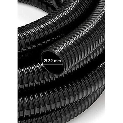 Tuyau flexible noir - 2 mètres de long, diamètre intérieur de 32 mm, tuyau flexible en PVC, type sans pression - pour l'arrosage, l'irrigation, le jardinage et le drainage.