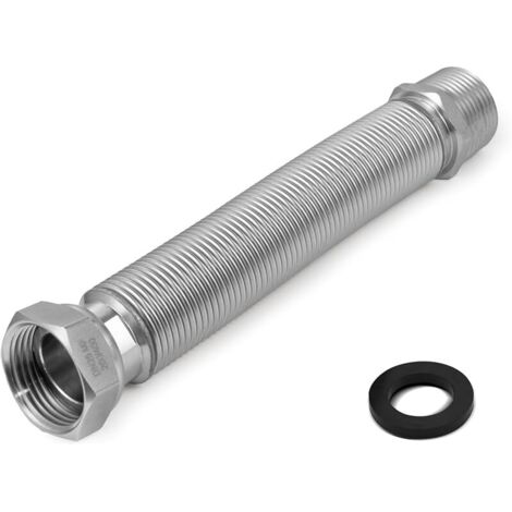 Tuyau Flexible Ondule en Acier Inoxydable de 1" 26/34 - Longueur Réglable de 200 à 400 mm - Tuyau de Raccordement Universel en Acier Inoxydable