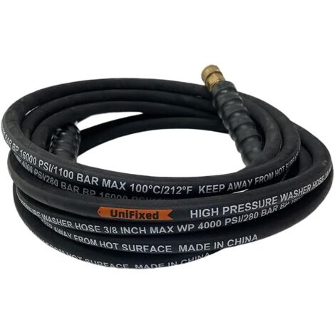 Tuyau flexible pour nettoyeur haute pression 3/8" avec gaine en caoutchouc, 25 pieds, raccord rapide rotatif, résistant aux pliures, 4000 PSI, qualité industrielle, renforcé acier sans - large