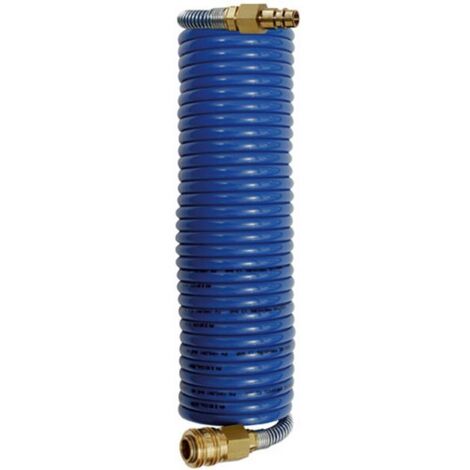 Tuyau flexible spiralé en nylon avec vissage orientable, coupleur express et connecteur mâle, Dimensions : 11,8 x 9,5 mm, Ø de spirale extérieure 140 mm