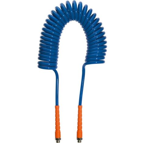 Tuyau flexible spiralé PU avec raccord vissable, Dimensions : 9,5 x 6,3 mm, Raccord G 1/4 pouces, Ø de spirale extérieure 60 mm, Long. : 6,0 m