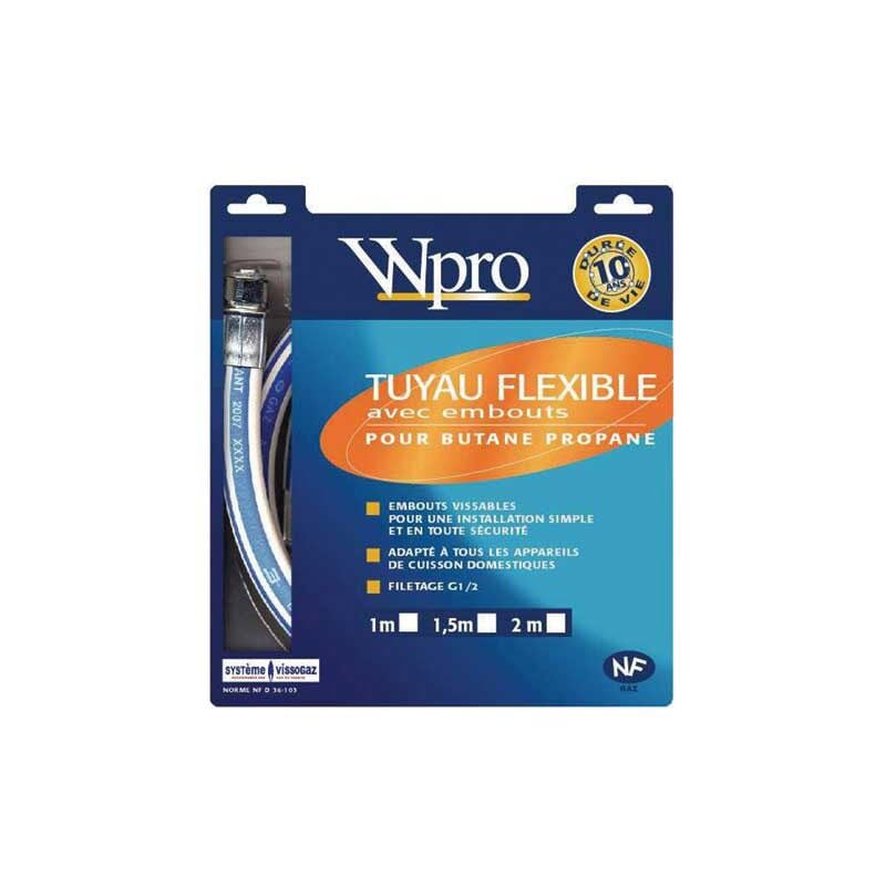 Indesit - tuyau gaz butane 1.5 metre d-v 10 ans pour installation...