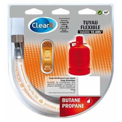 TUYAU GAZ BUTANE-PROPANE 1,5M (VALIDITE 10 ANS) pour CUISINIERE OU TABLE DE CUISSON FAGOR