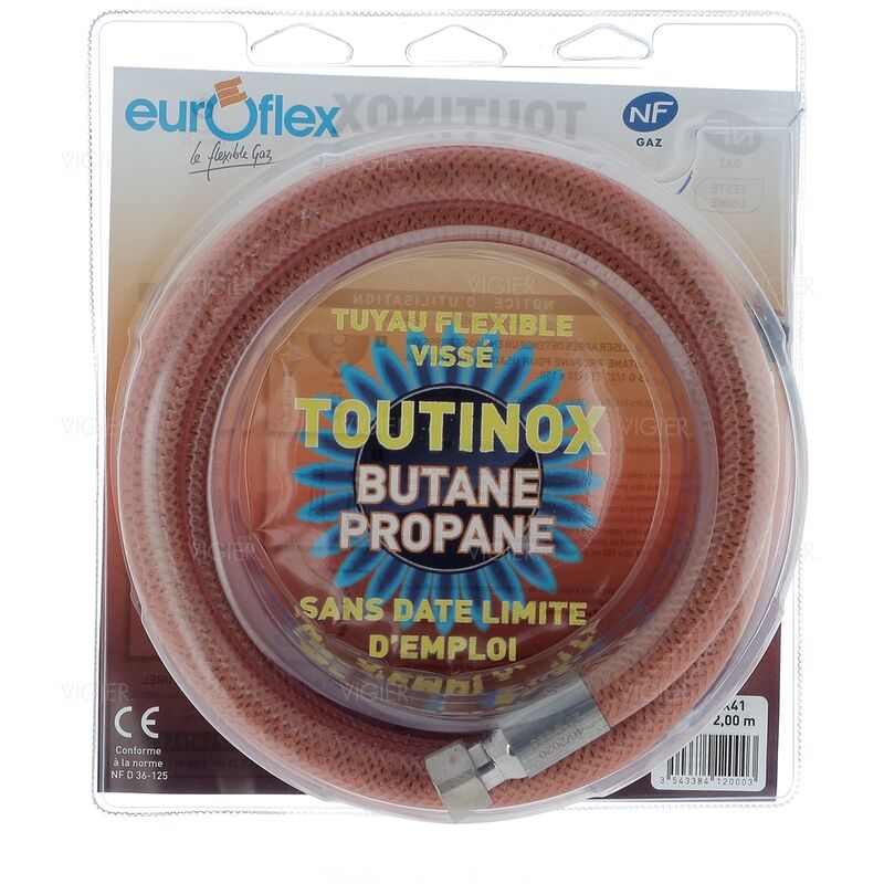 Tuyau gaz butane/propane 2m durée de vie illimité Euroflex BI200KX41 Euroflex