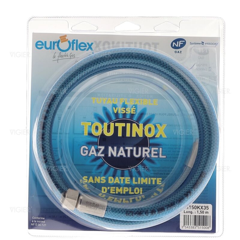 Euroflex - Tuyau gaz naturel 1.5m durée de vie illimité NI150KX35