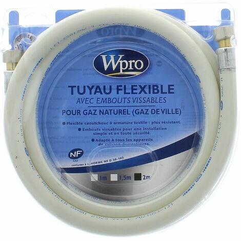GAZINOX - Tuyau Flexible Caoutchouc pour Gaz de Ville 2m - 12H15200