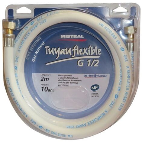 Tuyau gaz de ville à visser 2m – Norme XPD 36.103 – Longueur flexible – Installation rapide et sécurisée