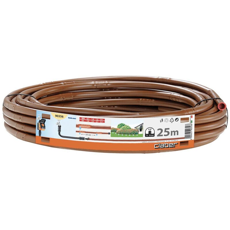 Tuyau goutteur 13-16 25 m Brown, arrosage goutte à goutte - Claber