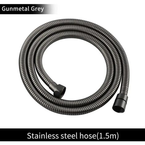 (Tuyau gris) Pommeau de douche à main en laiton brossé doré, douchette de bain noire mate, pommeau de douche effet pluie blanc, économiseur d'eau, chromé