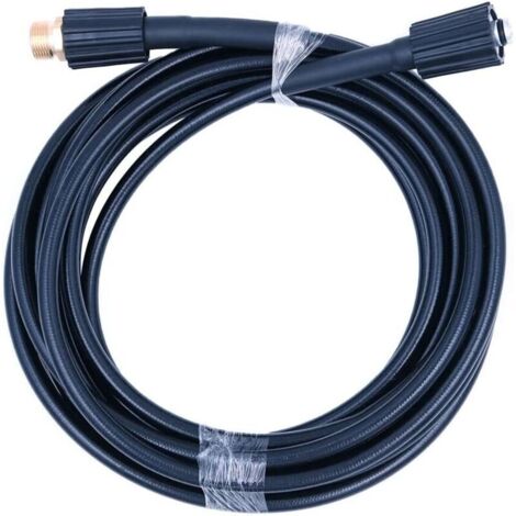 Tuyau haute pression 8 m (26 pi) – Ø 1/4 pouce – Résistant jusqu’à 5800 PSI – Raccord M22 de 14 mm à verrouillage par goupille – Compatible avec la plupart des nettoyeurs haute pression