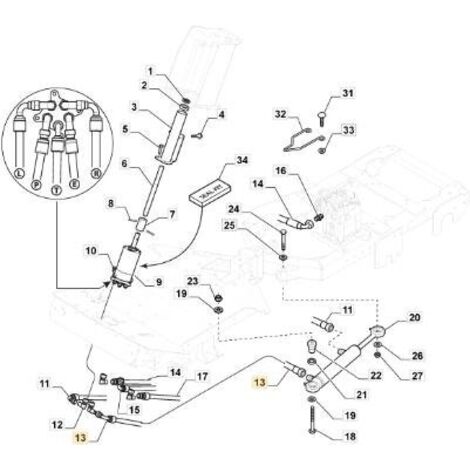TUYAU HYDRO DROIT CYLINDRE DE DIRECTION ORIGINAL STIGA PFM - 387869502/0
