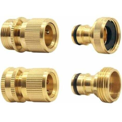 Tuyau Jardin Connecteur Rapide en Laiton Tuyau Rapide Extrémité Connecteur Jardin Tuyau Buse Connect Kit, Déconnexion Rapide Tuyau Raccords Mâle et Femelle--