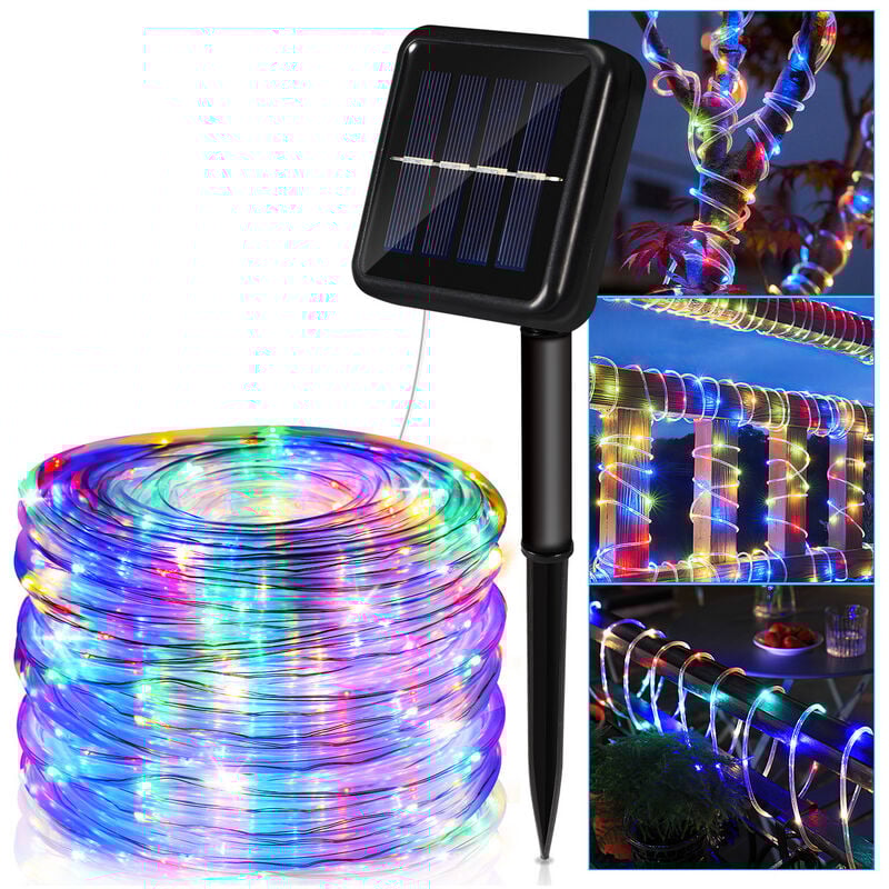 Tuyau lumineux solaire filaire Chaîne lumineuse de jardin led Tuyau lumineux-Multicolore-20m