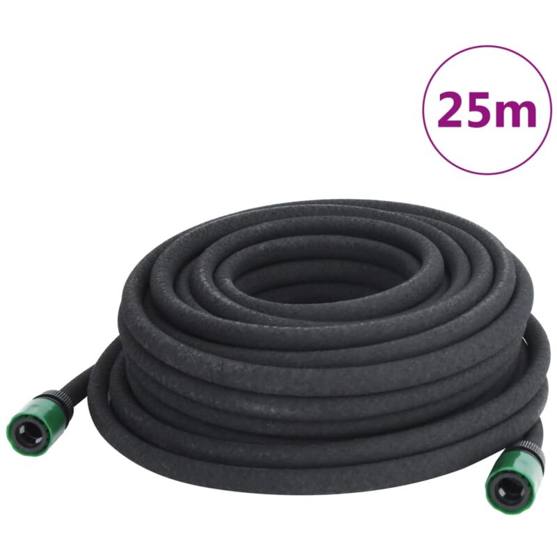 Tuyau d'arrosage de jardin noir 0,6' 25 m caoutchouc Vidaxl