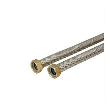 Tuyau ondulé Inox Ø16 L=90cm, 2 écrous à chapeau 3/4