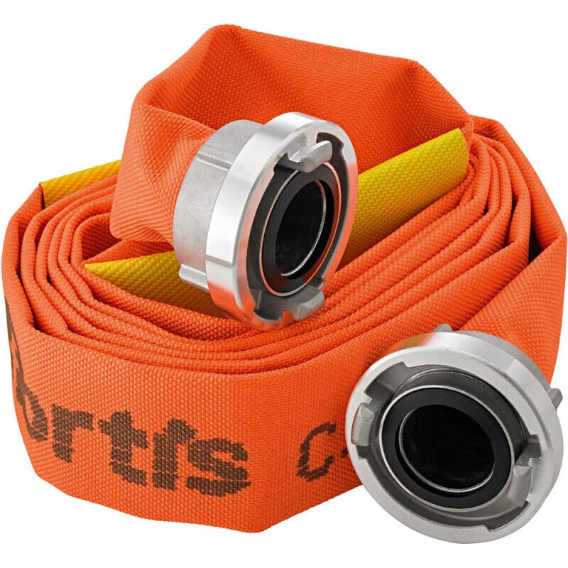 Tuyau plat de construction/industriel. orange. C/52mm avec 2 clapets anti-fuite. storz Raccord 10m Fortis