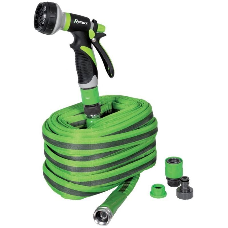 Ribimex - Tuyau de jardin extensible avec pistolet à 8 modes