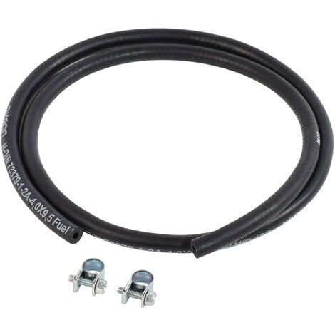 Autobest – Tuyau pour carburant 4 mm – Longueur 1 m – Diamètre extérieur 9,5 mm – Fournis avec 2 colliers de serrage métalliques