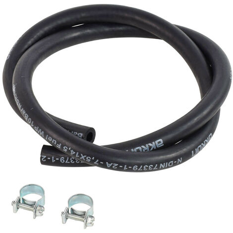 Tuyau pour carburant 7.5/14.5 mm - Colliers - Longueur 1 mètre