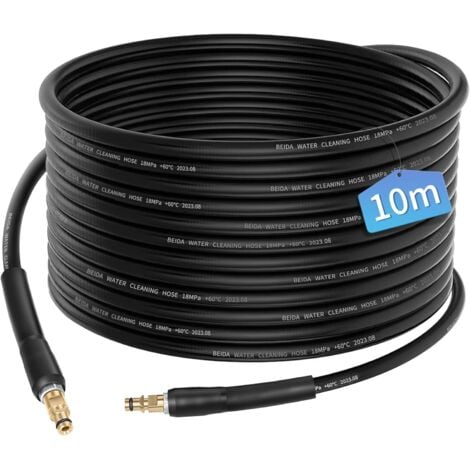 COAVAS Tuyau Pour Nettoyeur Haute Pression 10m Tuyau déboucheur Flexible Noir Nettoyage de Canalisations Haute pression pour Nettoyeur haute Pression Karcher K2 K3 K4 K5 K6 K7
