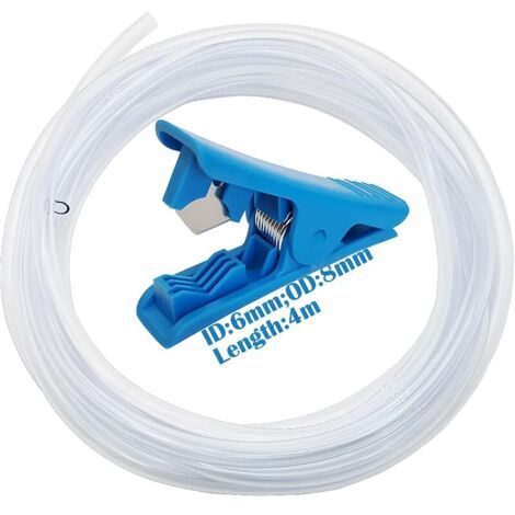 Tuyau PVC, Tuyau Transparent 6mm ID8mm OD, Tube Flexible, avec 1 coupe-tube (4 mètres)