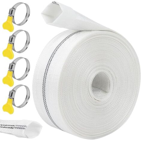 Tuyau Refoulement 1 1/2" Tuyau Plat Tuyau En Tissu 38mm 20m Avec 4 Clips pour Pompes à Eau Submersibles Et Autres Bassin De Drainage Irrigation De Jardin Bain à Remous Piscine Ou Puisard