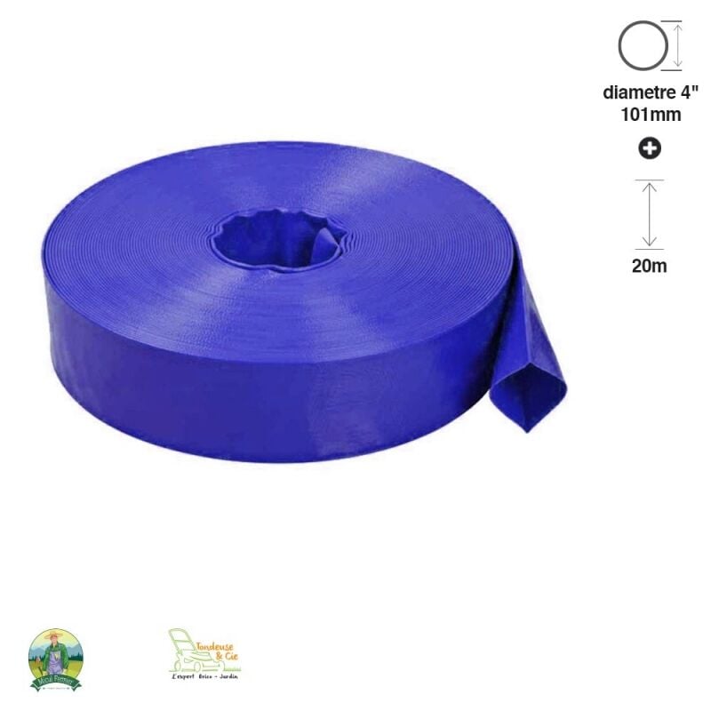 Tuyau refoulement évacuation gros débit pour motopompe thermique diamètre 4" longueur 50m