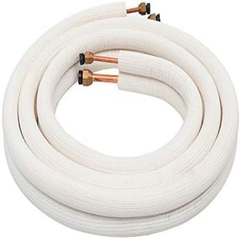 Tuyau Réfrigérant - Cuivre Isolé 3 m - Raccords 1/4 Pouces et 3/8 Pouces - Pour Climatisation - 1 Pièce