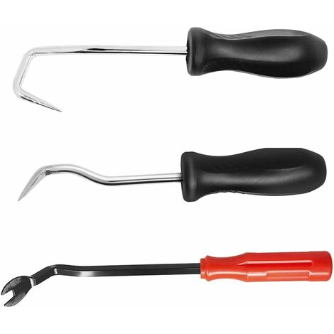 Tuyau retrait de crochets avec Dissolvant, 3 pièces Crochet de fermeture et de crochetage de radiateur Trim de tuyaux d'aspirateur et transmission O Bague retrait outils