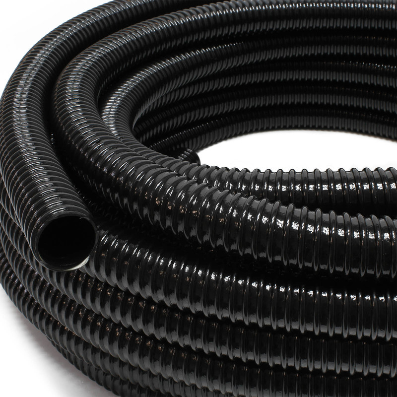 Teichtip - Tuyau spiralé de refoulement 5m Noir Flexible Débit 40mm (1 1/2) avec Spirale de renforcement - schwarz
