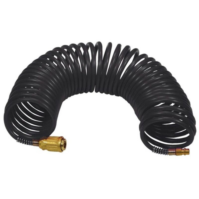 Tuyau spiral en polyéthylène (pe), 15 mètres, ø 6 x 8 mm, idéal pour les applications de pression d'air, polyvalent et flexible, noir, parfait pour les outils pneumatiques et les applications - Stanley