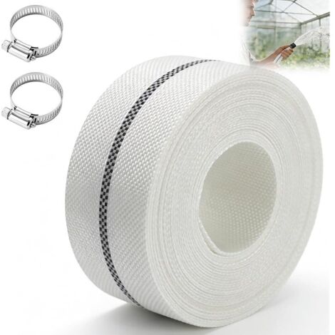 Tuyau tissé 1 1/2" - Tuyau plat - 38 mm - Tuyau de pompe - 10 m - Avec 2 clips - Tuyau industriel - Pour arrosage de jardin, pompes immergées et piscine