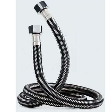 Tuyau Tressé 1.5M, Tuyaux de Raccordement(G1/2 X G1/2) avec tresse en acier inoxydable,Tuyau d'entrée de Chauffe-Eau Chaude et Froide,pour Remplacement Universel de Cuisine Salle de Bain.