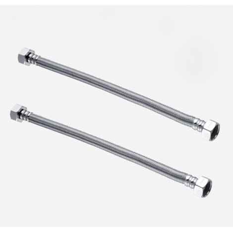 DENUOTOP Tuyau Tressé en Fil Mélangé en Acier Inoxydable Tuyau de Douche Tuyau flexible 304 Tuyau d'arrivée d'eau Double en Acier Inoxydable Générale tressé Tuyau d'entrée de Eau Chaude et Froide 2 PCS 60cm