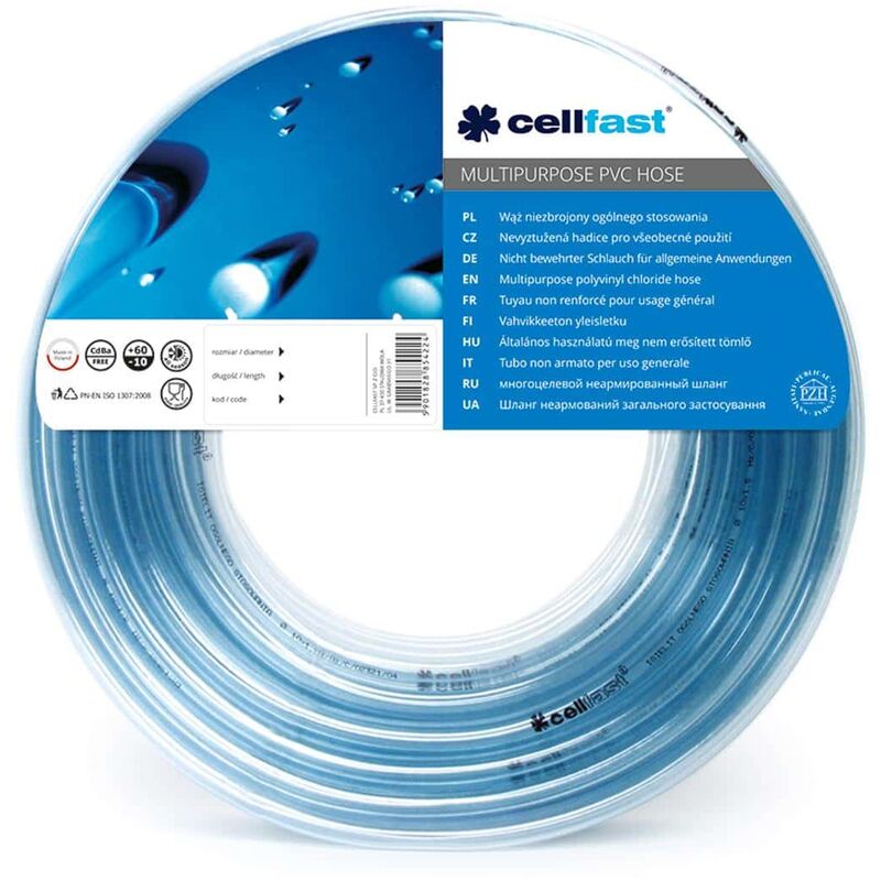 Tuyau universel en pvc transparent 4.0 x 1.0mm - longueur 5m Cellfast