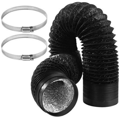 Tuyau Ventilation en PVC de 100 mm, Tuyau d'Evacuation Longueur 2,5 m, avec 2 Colliers de Serrage en acier Inoxydable, pour Climatiseurs Mobiles, et Systèmes de Gaines de Ventilation