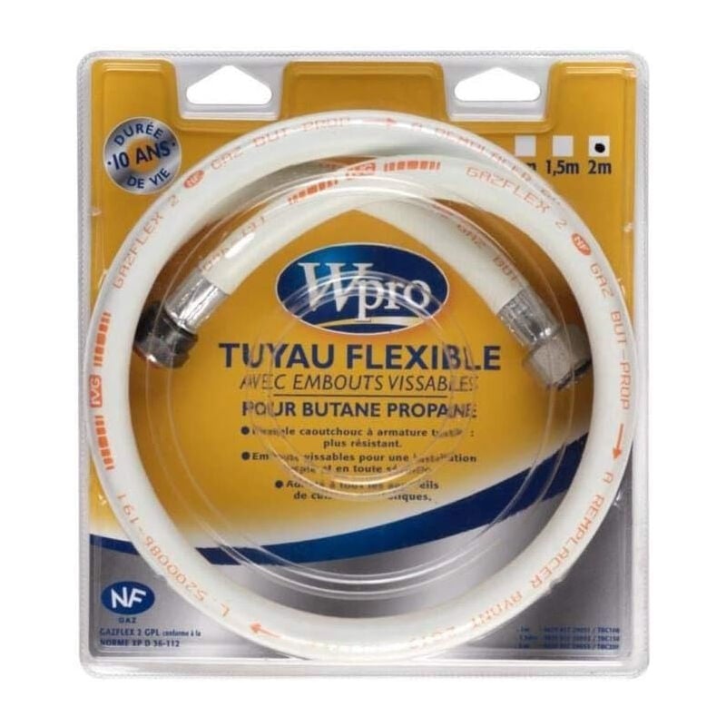 Wpro - tuyau gaz butane 2 metre pour installation whirlpool - 481981729053