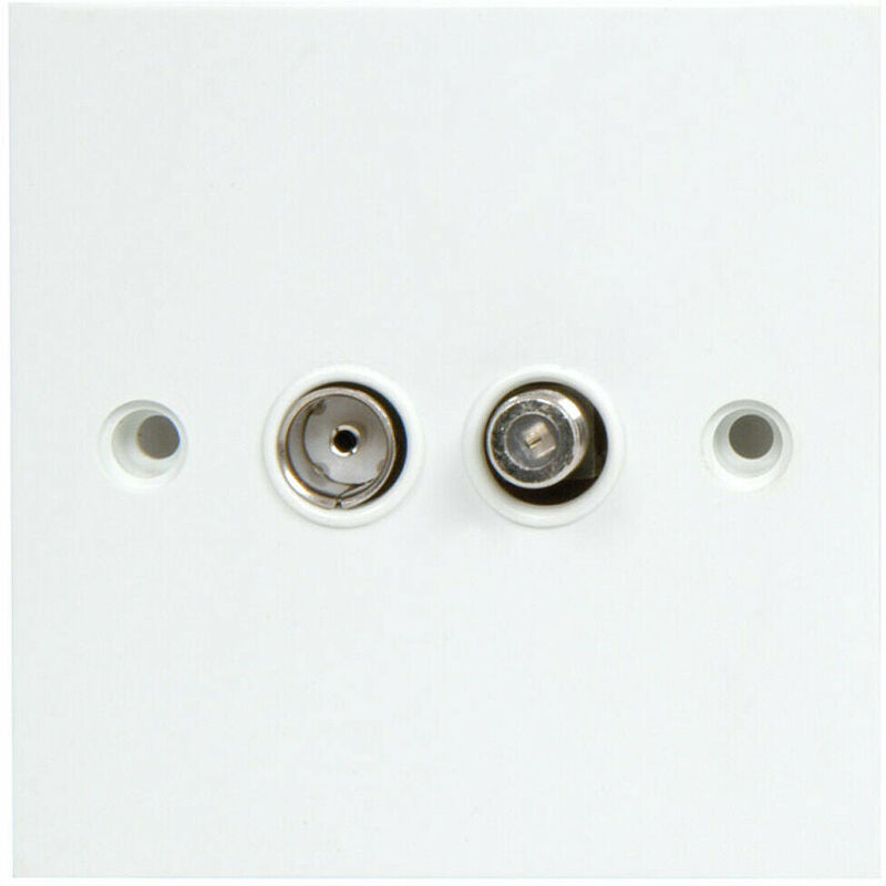Loops - tv Aerial Coaxial & f Connector Satellite Wall Plate Double Dual 2 Gang Outlet