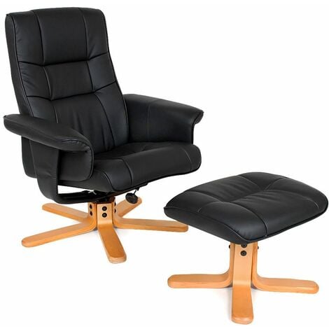 TV armchair with stool model 1 - leather armchair, lounge chair, swivel armchair